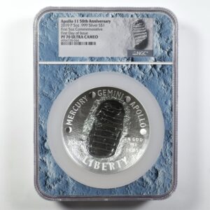 2019 P Apollo 11 50th Anniversary 5oz .999 Silver PF70 Ultra Cam NGC 30845