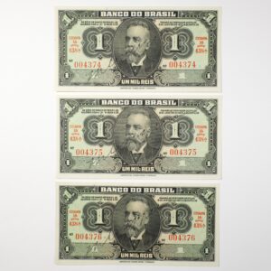 3x Consecutive Serial High Grade Brazil 1 Mil Reis (1944) 30560