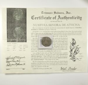 Atocha 8 Reales Shipwreck Coin w/ Mel Fisher COA 30603